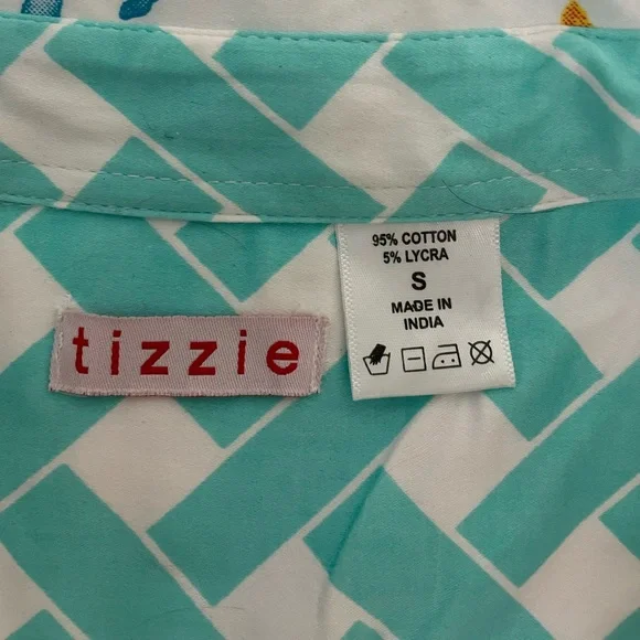 tizzie cotton blouse. Coral design. Size S - Picture 3 of 3